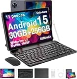 DOOGEE U11 Pro Tablette Android 15, Tablette 11 Pouces 30GB RAM+256GB ROM/TF 2TB, Batterie 8580mAh,Tablette avec Clavier Unisoc T7200 90Hz, Tablette Tactile 5G WiFi/13 MP/GPS/OTG/Face ID