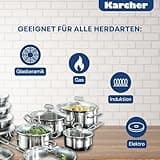 Karcher Batterie de Cuisine en Acier Inox 20 Pièces avec Couvercles | Set Complet de Casseroles, Poêles et Saladiers pour Cuisine, Induction, Gaz et Électrique | Idéal Maison et Famille